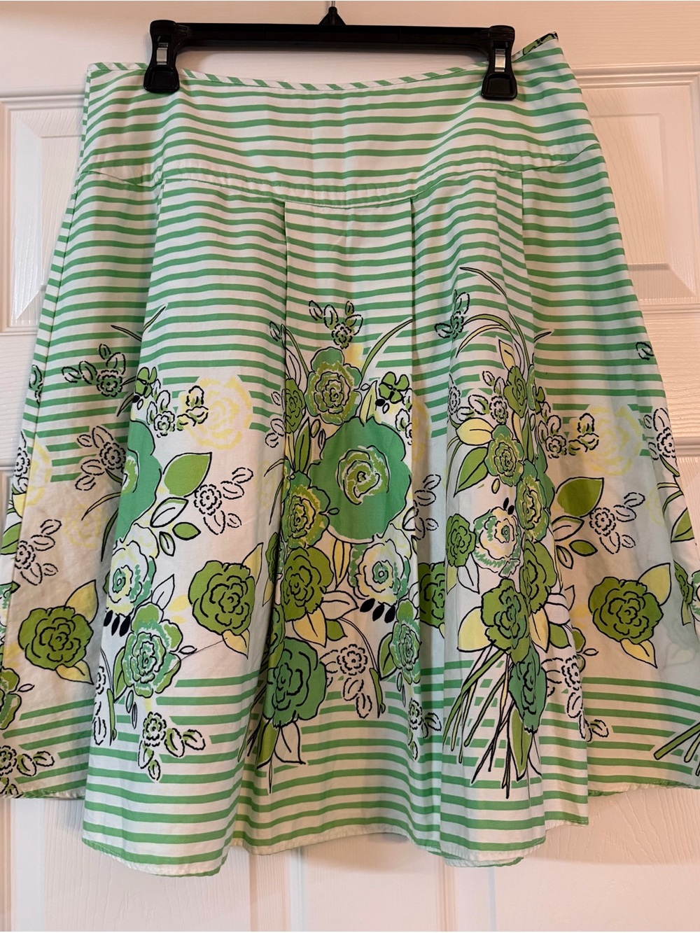 New York & Company 100% Cotton Striped Floral Skirt